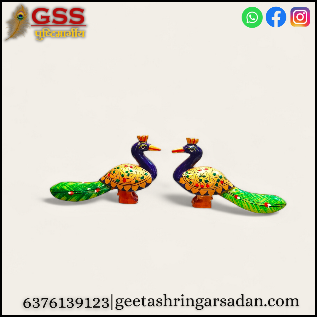 Wooden painted peacock