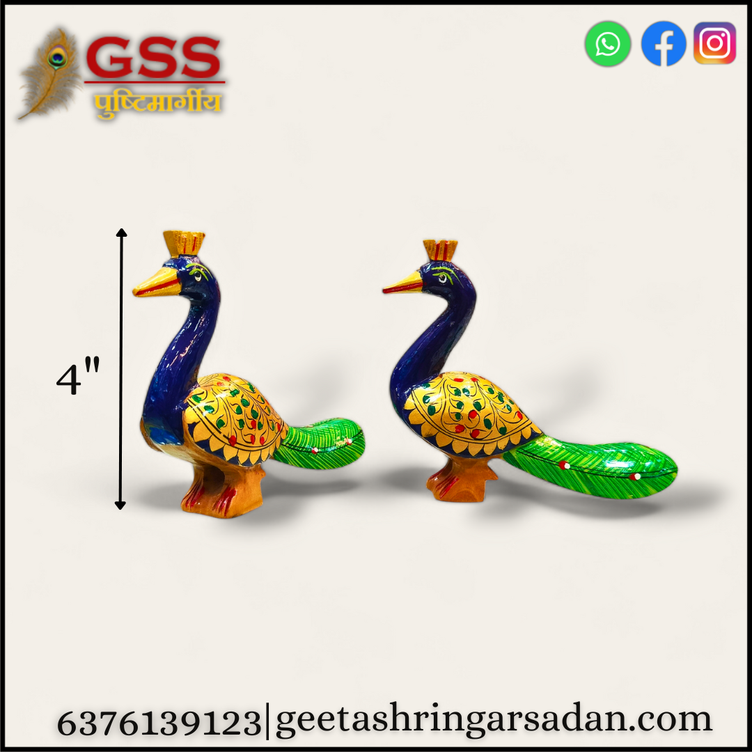 Wooden painted Peacock