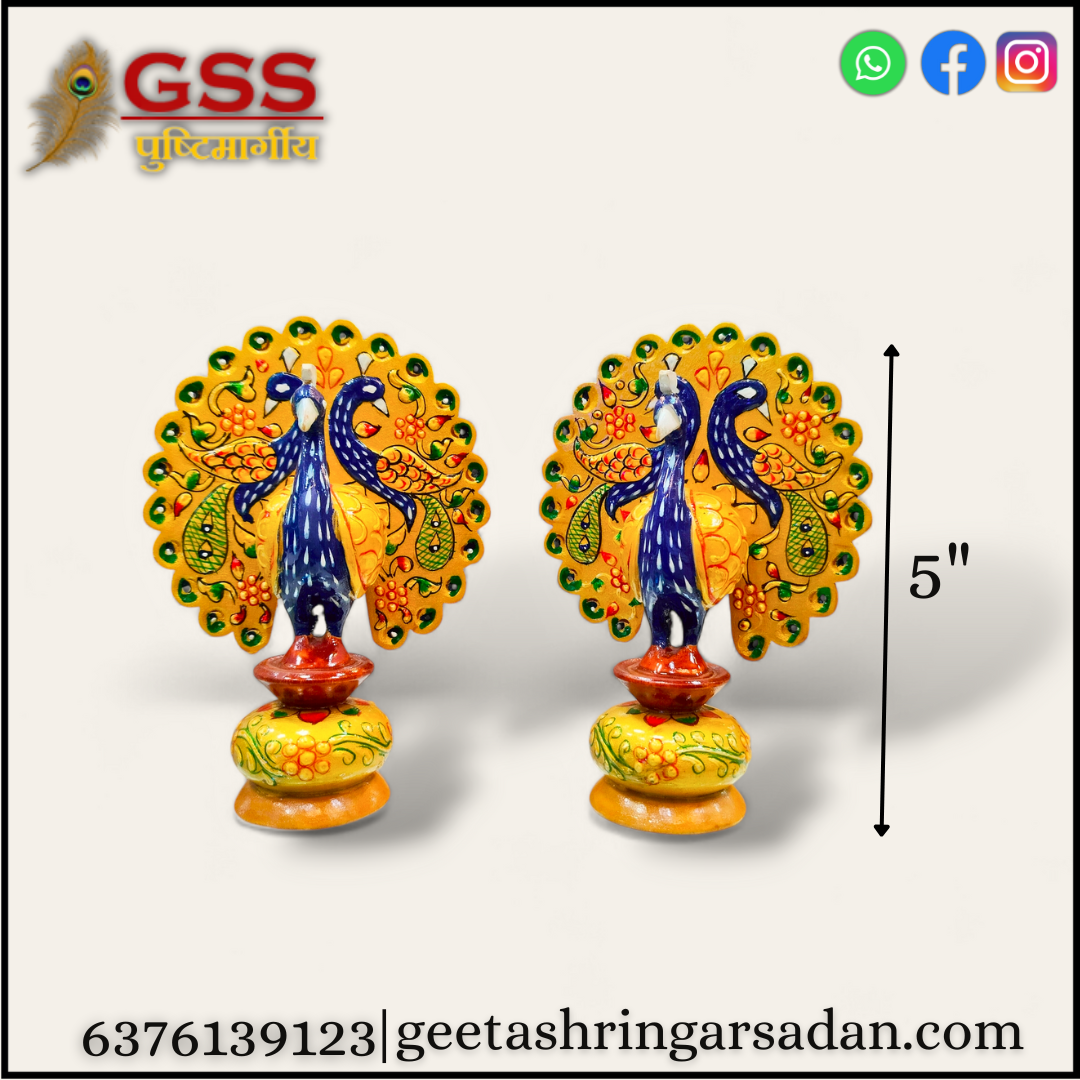Wooden painted dancing Peacock