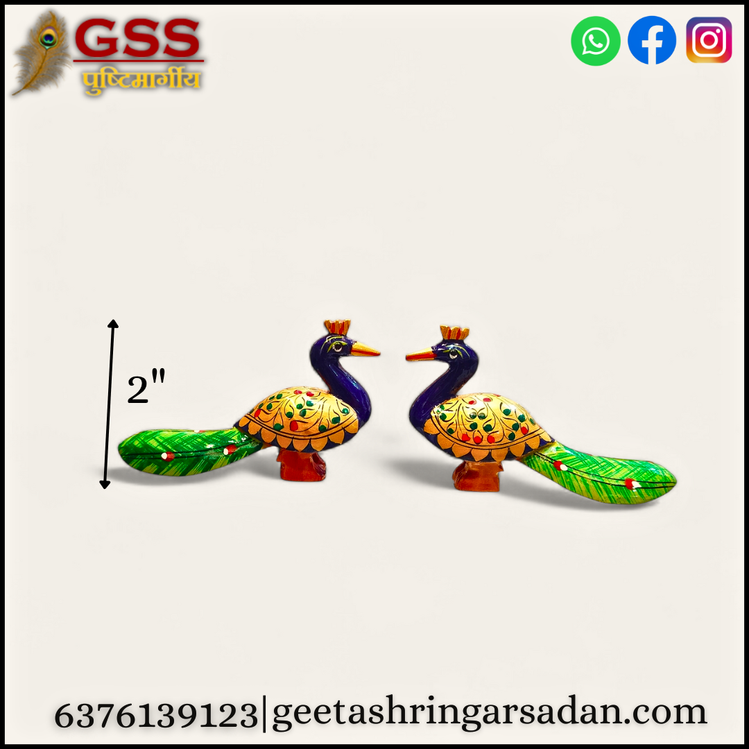Wooden painted peacock