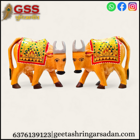 Wooden painted Cow