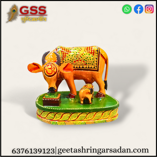 Wooden handpainted Kamdhenu cow