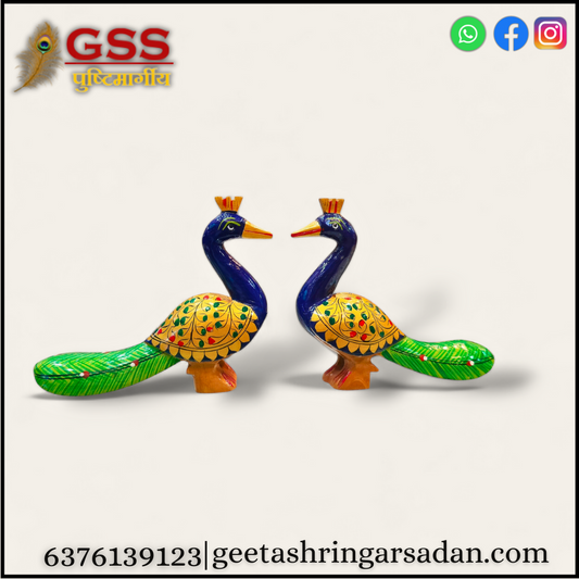 Wooden painted Peacock