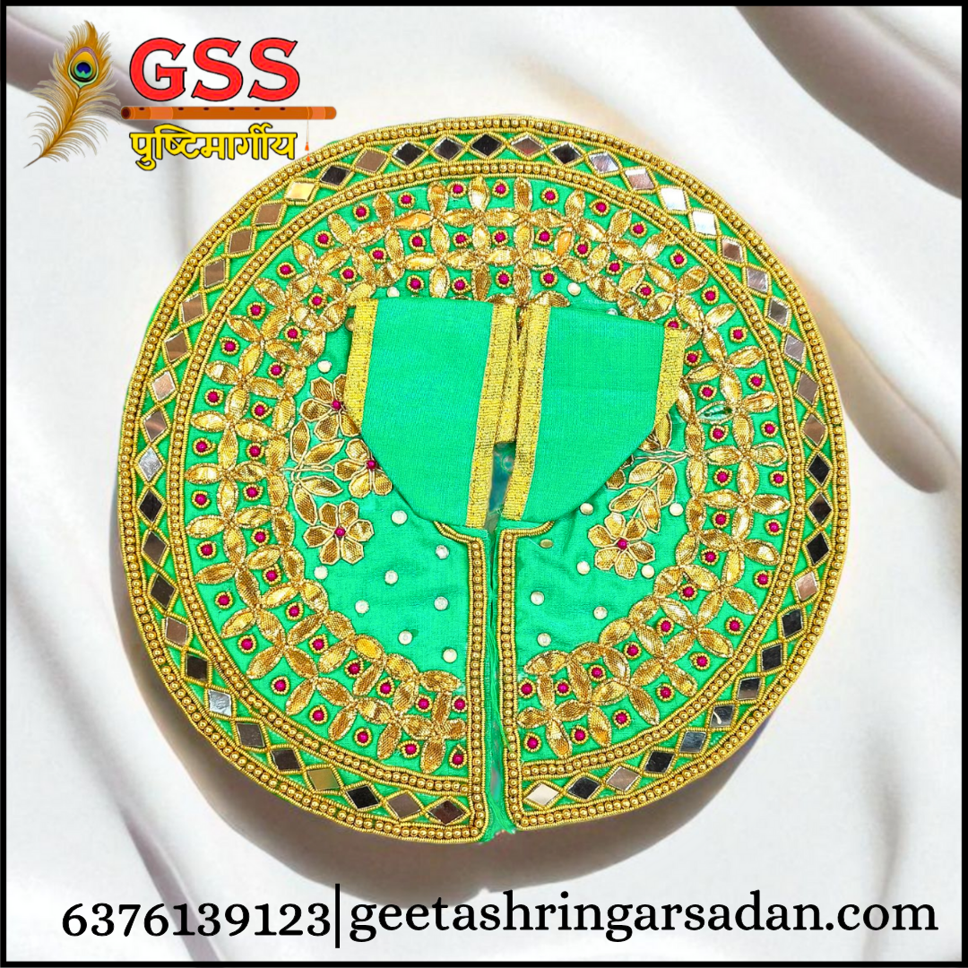 Green Gota Patti mirror work Poshak