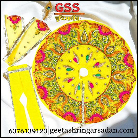 Yellow Poshak in Net With Zardosi work