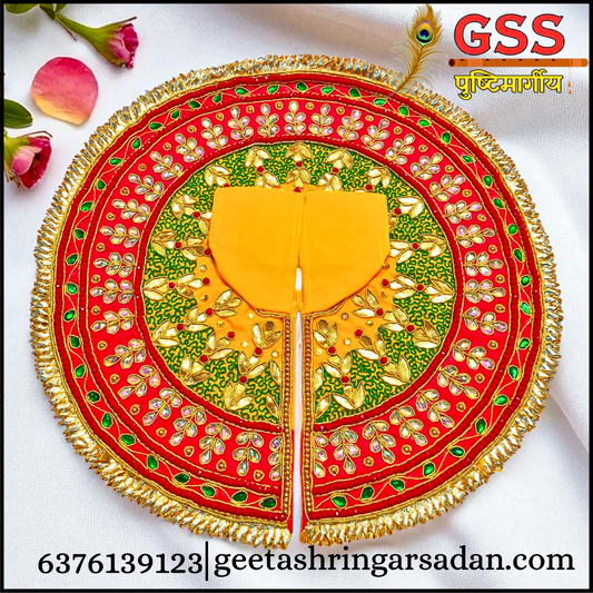 Red & Yellow Gota Patti Poshak