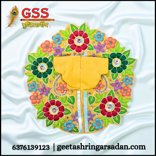 Yellow Poshak with Embroidery Flowers
